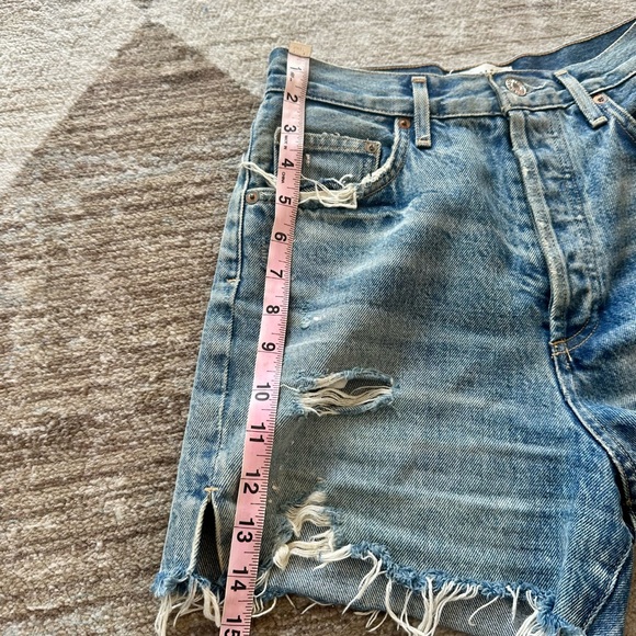 Agolde Women's Frayed Blue Jean Shorts - Picture 7 of 13